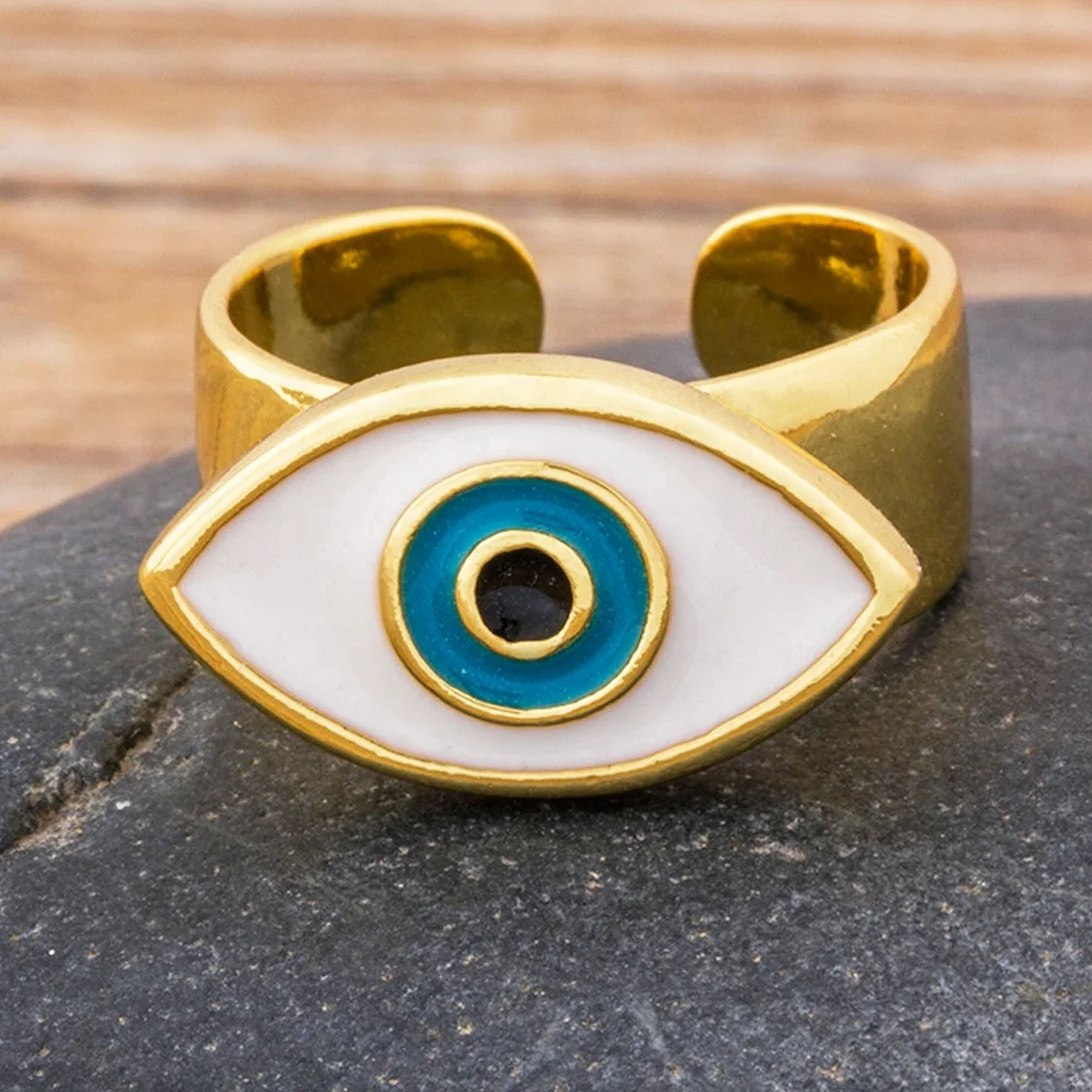 2021 New Adjustable Gold Plated Blue Evil Eyes Rings Fashion Copper Ring For Women Jewelry Gift Wholesale Customization, White
2021 New Adjustable Gold Plated Blue Evil Eyes Rings Fashion Copper Ring For Women Jewelry Gift Wholesale Customization, White