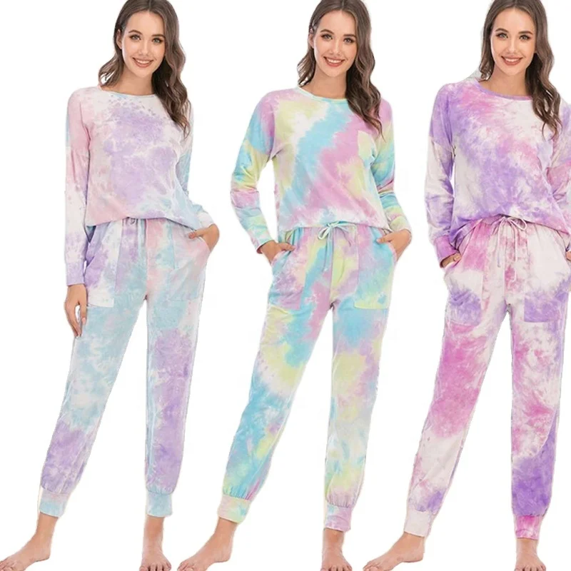 ASSUN custom adult nightwear womens sport cotton pyjamas two piece lounge loungewear set for women sleeping wear tie dye sets
ASSUN custom adult nightwear womens sport cotton pyjamas two piece lounge loungewear set for women sleeping wear tie dye sets
