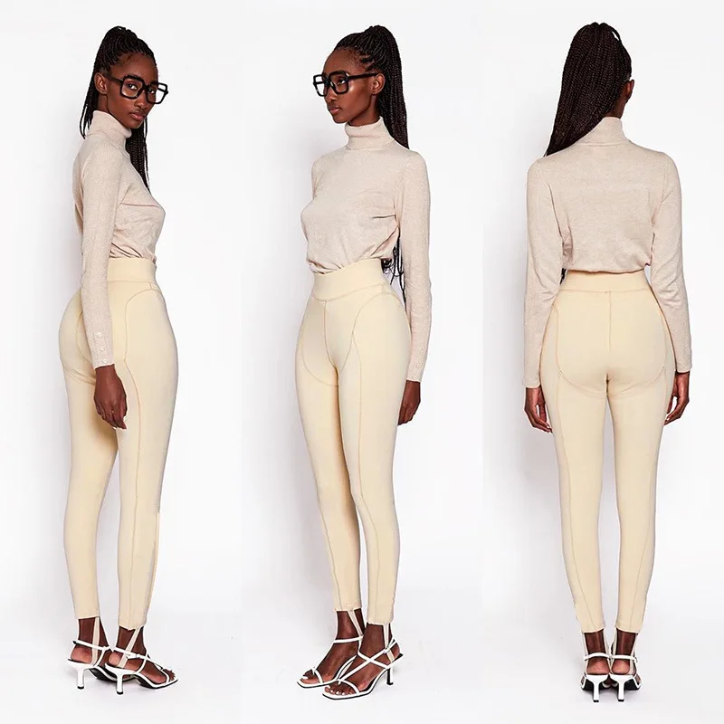 Custom logo 2021 women's clothing autumn New personalized line hip lifting casual pants solid high waist leggings, Picture
Custom logo 2021 women's clothing autumn New personalized line hip lifting casual pants solid high waist leggings, Picture