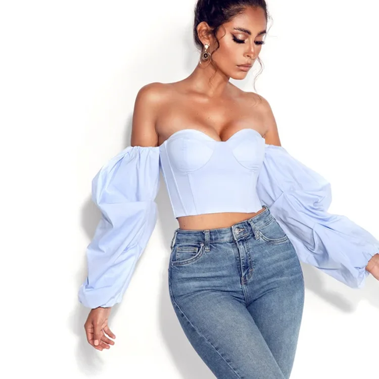 European and American Women's Autumn New White Puff Long-Sleeved Sexy Off Shoulder Plus Size Crop Top Women, Customized color
European and American Women's Autumn New White Puff Long-Sleeved Sexy Off Shoulder Plus Size Crop Top Women, Customized color