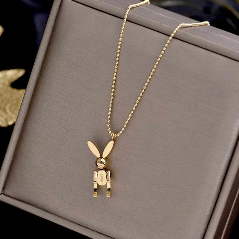 Stainless Steel Movable Rabbit Pendant Female Personality Mechanical Rabbit Clavicle Chain Internet Hot New Necklace
Stainless Steel Movable Rabbit Pendant Female Personality Mechanical Rabbit Clavicle Chain Internet Hot New Necklace
