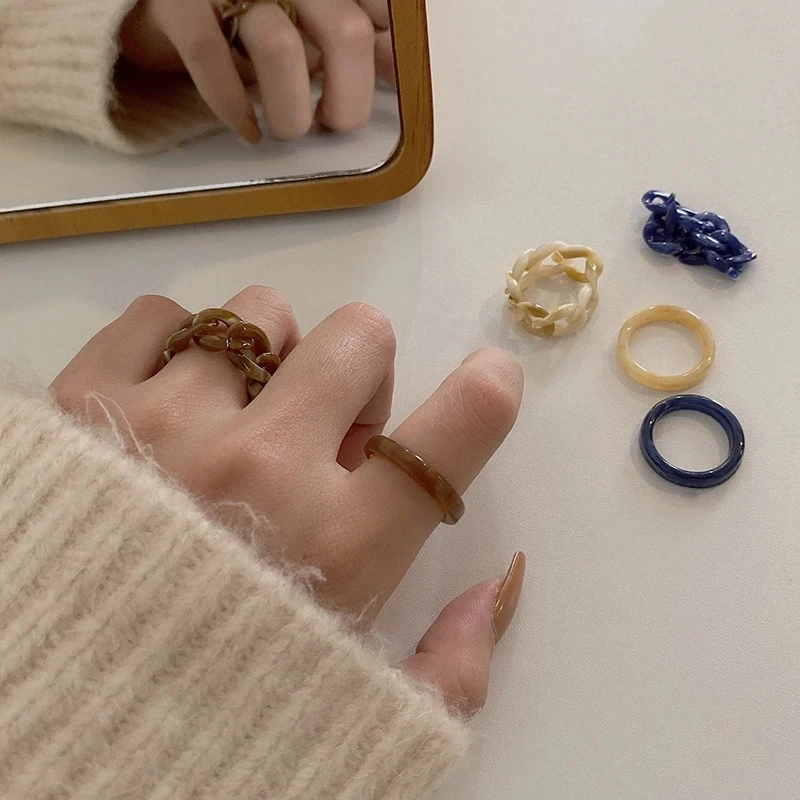 2Pcs/set Vintage Transparent Resin Colorful Rings Chic Colorful Acrylic resin chunky chain link ring for Women Jewelry, Silver plated
2Pcs/set Vintage Transparent Resin Colorful Rings Chic Colorful Acrylic resin chunky chain link ring for Women Jewelry, Silver plated