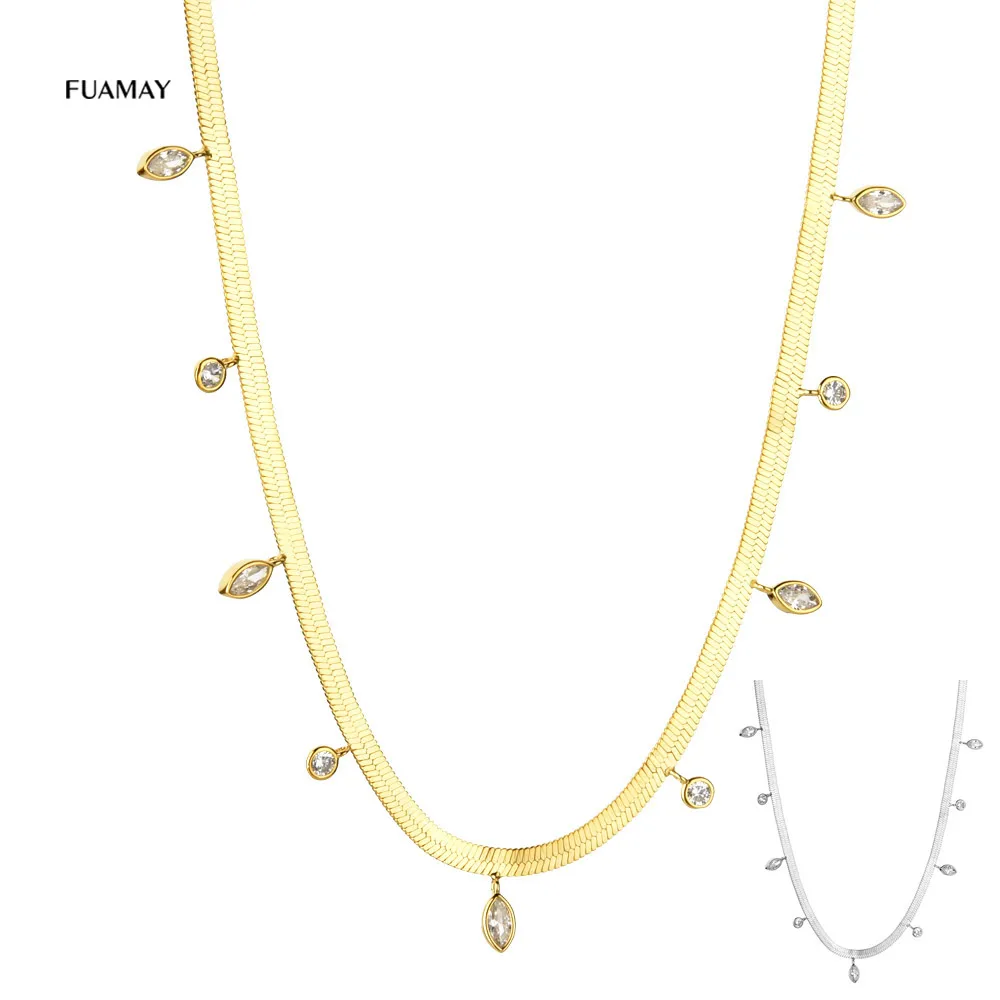FUAMAY Silver Pear Baguette Round Cushion Shape Diamond 925 Herringbone Chain Necklaces Woman Ladies Herringbone Necklace
FUAMAY Silver Pear Baguette Round Cushion Shape Diamond 925 Herringbone Chain Necklaces Woman Ladies Herringbone Necklace