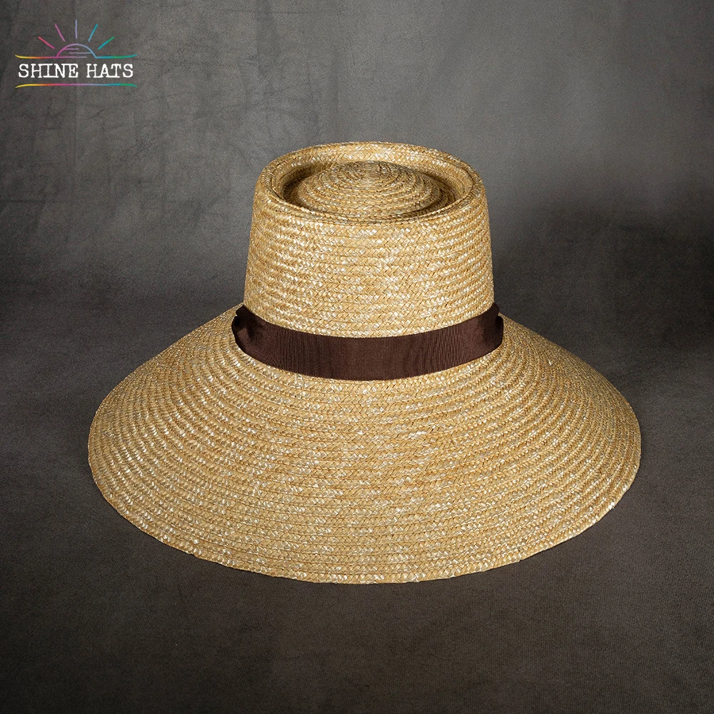 

Shinehats paloma classic dome wide brim sun hat straw wheat summer women sombrero with coloful detachable neck tie