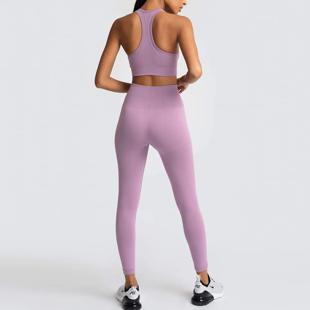Hot selling solid color seamless knit hips Yoga set exercise fitness set vest set women, Customized colors
Hot selling solid color seamless knit hips Yoga set exercise fitness set vest set women, Customized colors