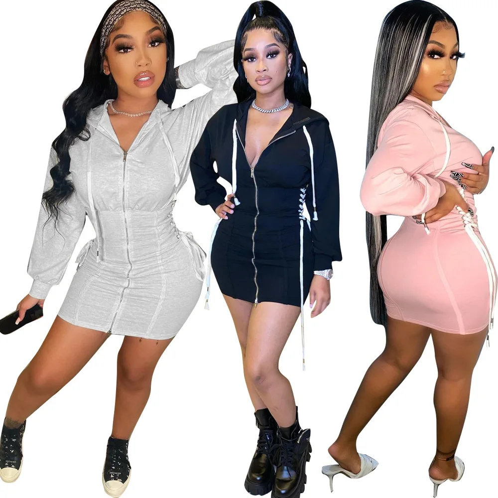 Women Sexy Bodycon Dress Eyelet Bandage Hoodie Mini Dress Elegant Casual Dresses Skirts, Customized color
Women Sexy Bodycon Dress Eyelet Bandage Hoodie Mini Dress Elegant Casual Dresses Skirts, Customized color