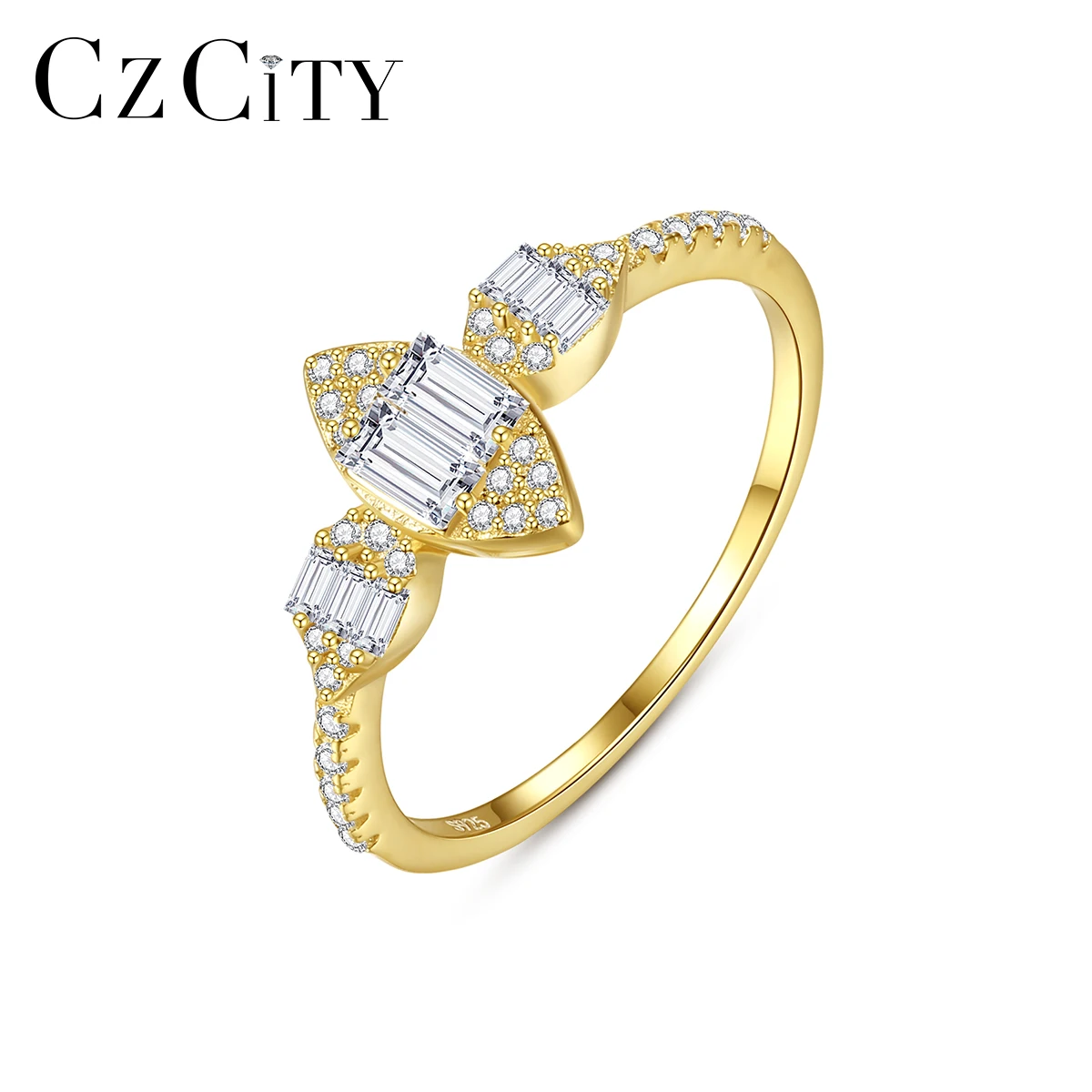 CZCITY Woman Ladies Engagement Sterling Silver Geometric Diamond Jewelry Cubic Zirconia Gold Wedding Ring
CZCITY Woman Ladies Engagement Sterling Silver Geometric Diamond Jewelry Cubic Zirconia Gold Wedding Ring