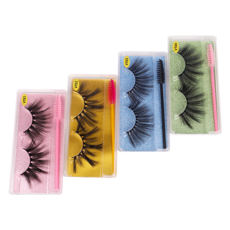 J VT Vendor Bulk faux mink eyelashes set 25 mm 3D full strip eyelashes with colored base card and one mascara brush, Natural black lashes
J VT Vendor Bulk faux mink eyelashes set 25 mm 3D full strip eyelashes with colored base card and one mascara brush, Natural black lashes