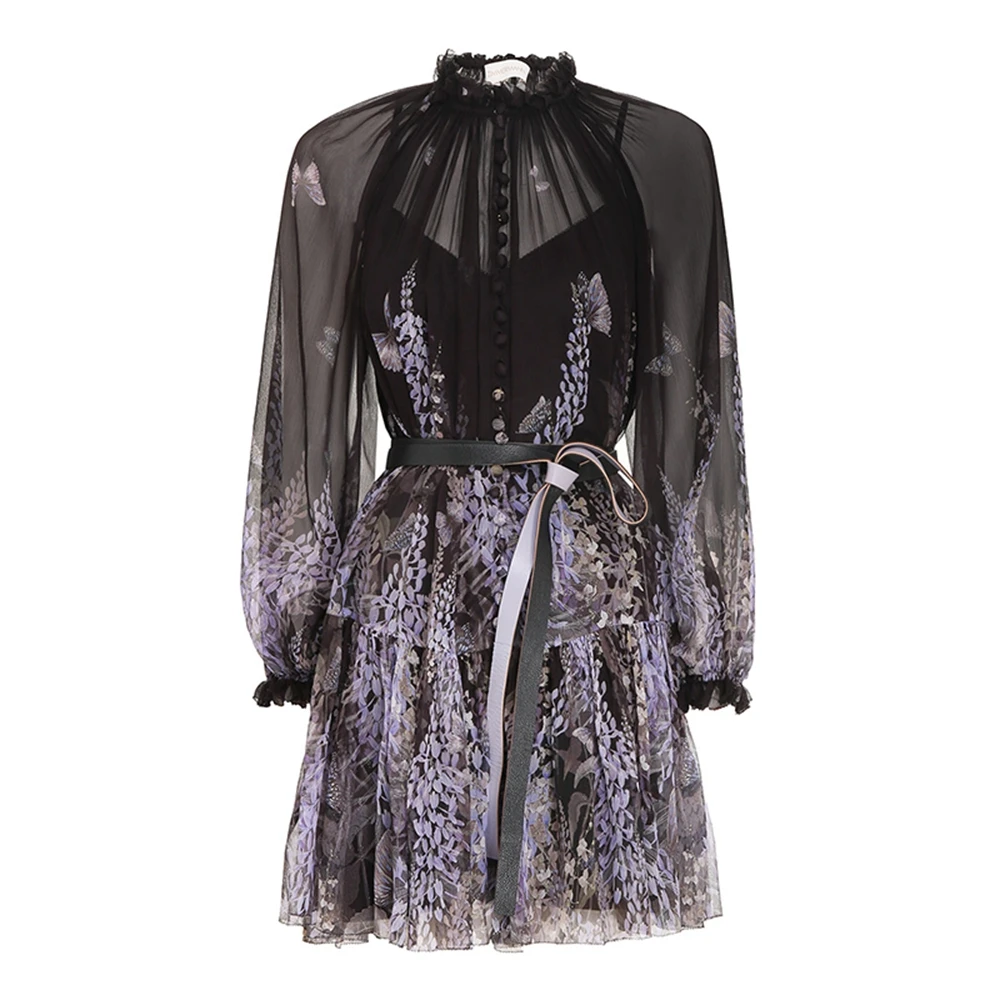 Australia fashion printed stand-up collar lantern sleeve holiday dress women's French purple design floral print dress women
Australia fashion printed stand-up collar lantern sleeve holiday dress women's French purple design floral print dress women