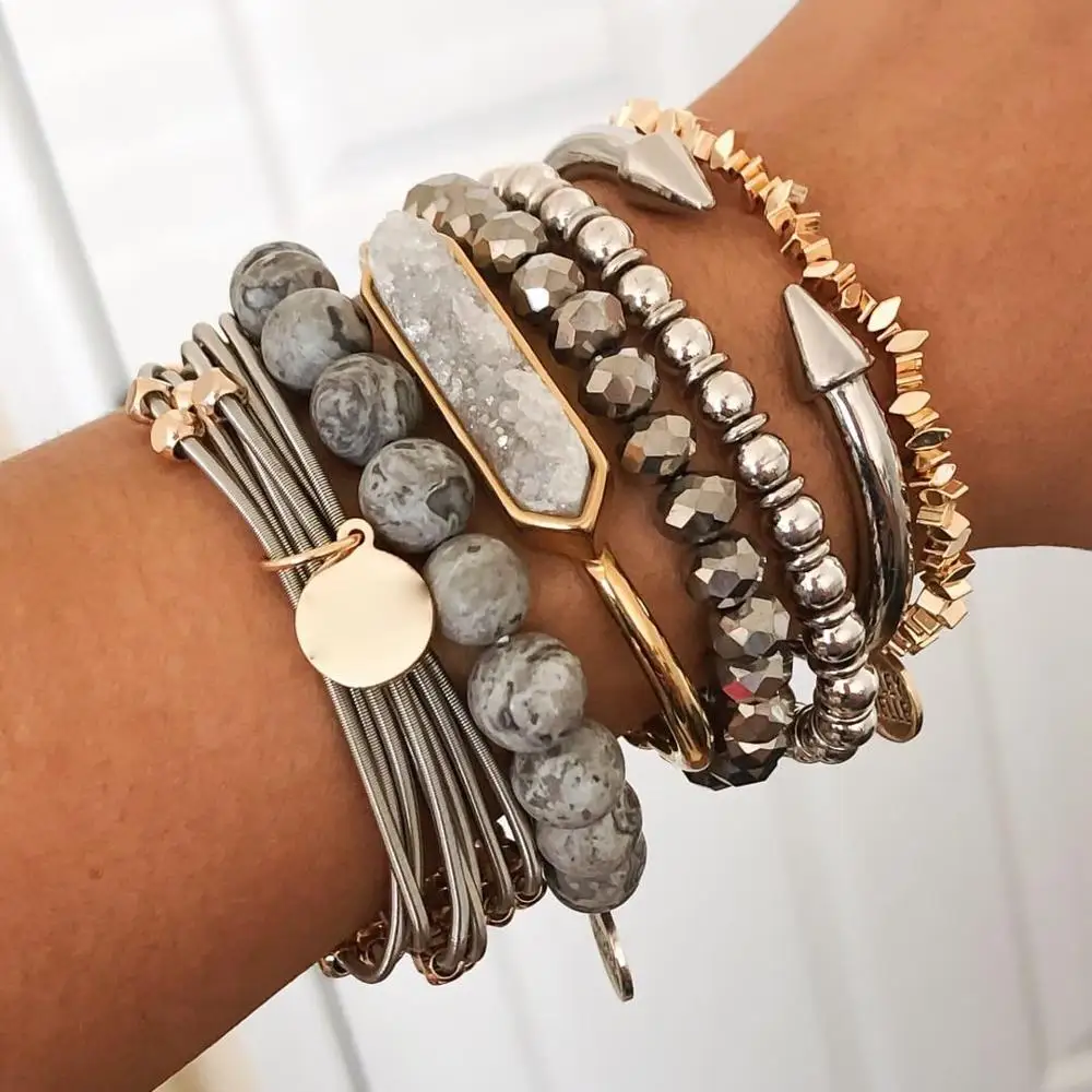Christmas Jewelry ,Boho Handmade Gemstone Natural Stone Crystal Quartz Druzy Copper Tube Stretch Stacking Beaded Bracelet Set
Christmas Jewelry ,Boho Handmade Gemstone Natural Stone Crystal Quartz Druzy Copper Tube Stretch Stacking Beaded Bracelet Set