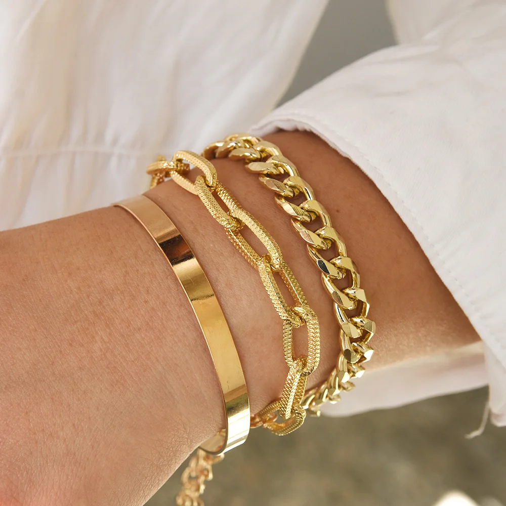 Fashion Accessories Hip-Hop Style Flat Snake Bone Chain Punk Bracelet Retro Twist Chain Gold Bracelet Sets WOMEN
Fashion Accessories Hip-Hop Style Flat Snake Bone Chain Punk Bracelet Retro Twist Chain Gold Bracelet Sets WOMEN