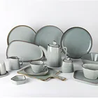 Amazon Top Seller 2019 Green Rustic Factory Crockery Dinner Set, Green Hotel Crockery Restaurant, Western Dinnerware<