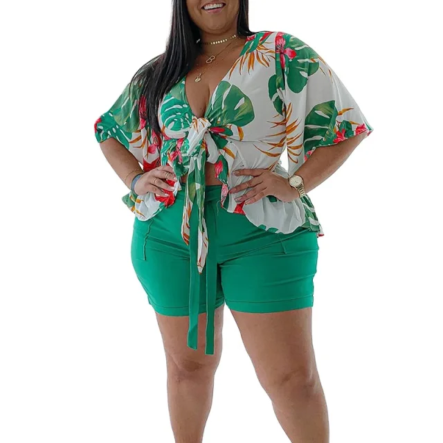 European and American cross border 2021 summer hot large women's leisure two piece suit, Green
European and American cross border 2021 summer hot large women's leisure two piece suit, Green