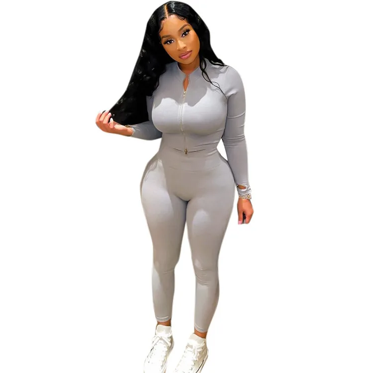 Woman Custom Solid Simple Two Piece Set Women Casualwear Stand Neck Zipper Long Sleeve Tops+High Waist Stretchy Trousers, As picture
Woman Custom Solid Simple Two Piece Set Women Casualwear Stand Neck Zipper Long Sleeve Tops+High Waist Stretchy Trousers, As picture