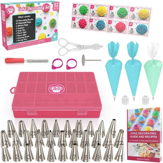 52pcs stainless steel cake decorating set tips nozzles set with pastry bags nails and brush cake tools baking tools bakeware
52pcs stainless steel cake decorating set tips nozzles set with pastry bags nails and brush cake tools baking tools bakeware