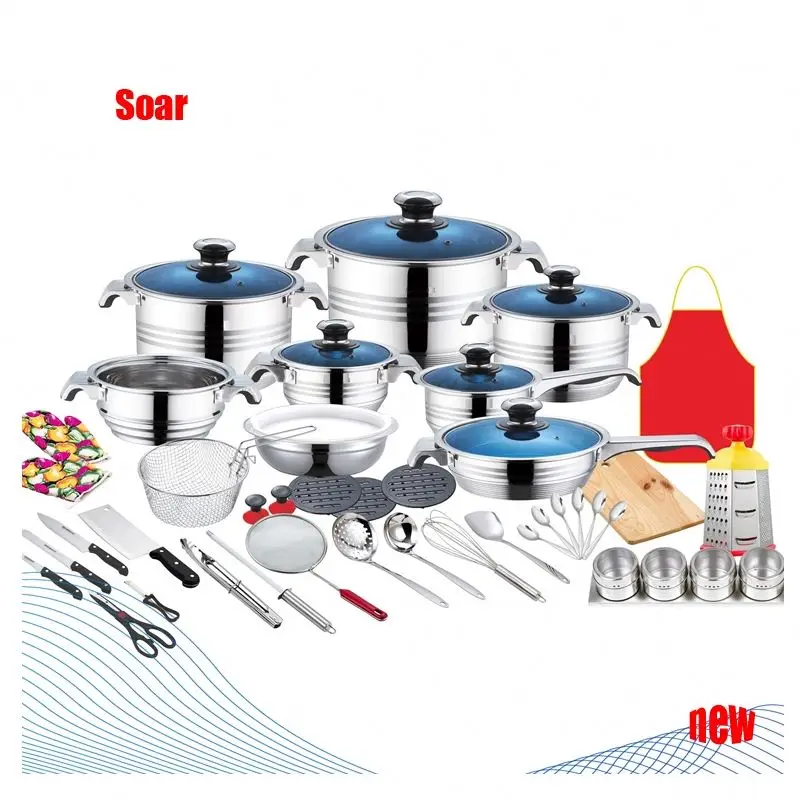 Wholesale 50 pcs stainless steel blue glass lidwide edge thermometer knob induction cooking ware pot cookware set, Normal stailess steel
Wholesale 50 pcs stainless steel blue glass lidwide edge thermometer knob induction cooking ware pot cookware set, Normal stailess steel
