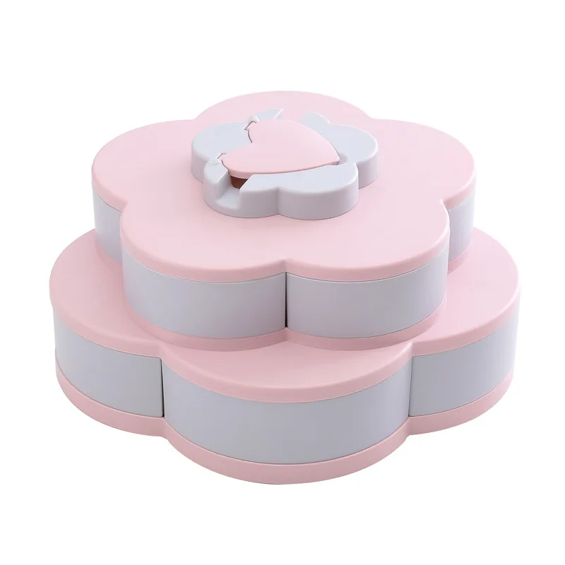 New Design Double Layer Flower Shape Rotating Fruit Snack Candy Food Storage Box Plastic Rotating Snack Storage Boxes, Red,blue,pink
New Design Double Layer Flower Shape Rotating Fruit Snack Candy Food Storage Box Plastic Rotating Snack Storage Boxes, Red,blue,pink