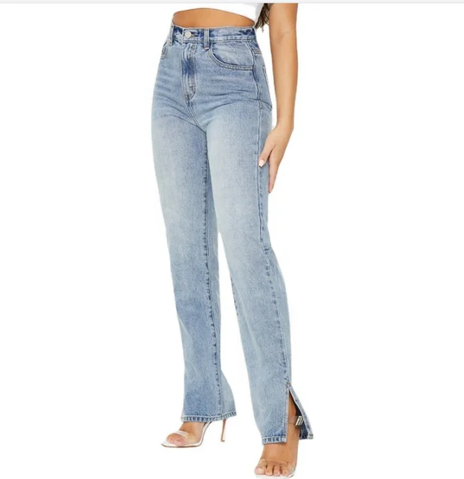 2021Trendy Vintage Wash High Waist Split Hem Women Casual Straight Leg Jeans 
2021Trendy Vintage Wash High Waist Split Hem Women Casual Straight Leg Jeans