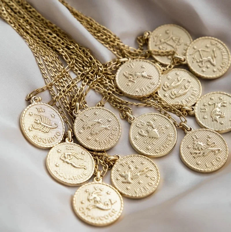 Custom Titanium Steel Zodiac Pendant Necklace 18K Gold Plated 316L stainless steel Coin Necklace Women Jewelry
Custom Titanium Steel Zodiac Pendant Necklace 18K Gold Plated 316L stainless steel Coin Necklace Women Jewelry