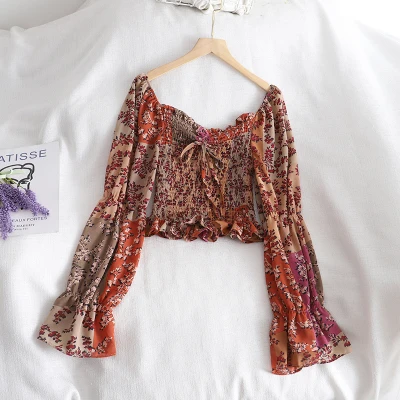 Spring New Hit One-shoulder Tube Top Short Cropped Chiffon Shirt Color Retro Floral High Waist Shirt, 4 colour
Spring New Hit One-shoulder Tube Top Short Cropped Chiffon Shirt Color Retro Floral High Waist Shirt, 4 colour