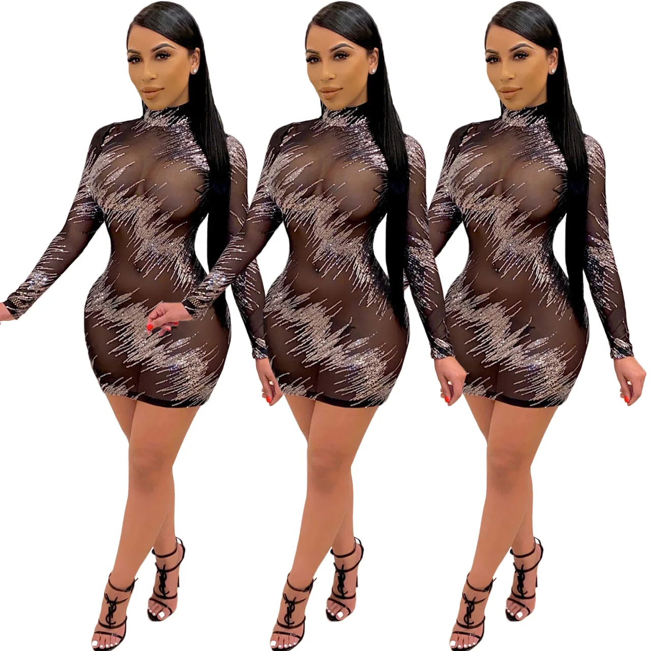 2021 Perspective Mesh Long Sleeve Sequin Dress Party Club Dresses Mini Vestidos Transparentes Kleding
2021 Perspective Mesh Long Sleeve Sequin Dress Party Club Dresses Mini Vestidos Transparentes Kleding