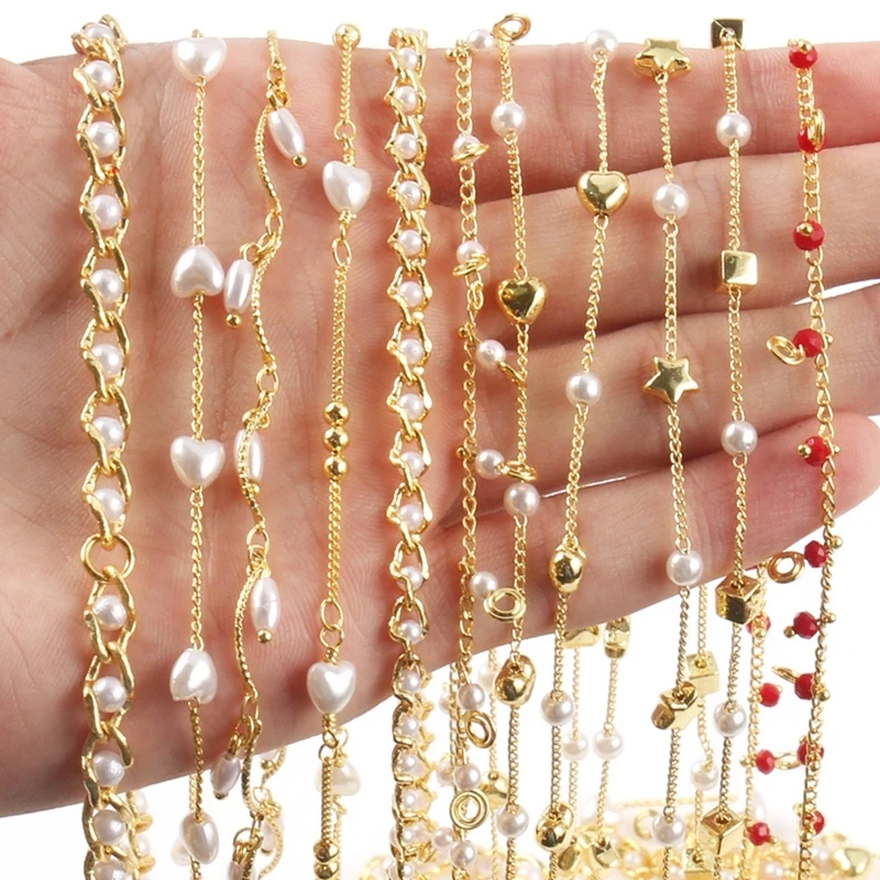 1M Gold Color Stainless Steel Heart/Star Crystal Pearl Beads Rosary Chain for Bracelets Ankles Jewelry Making DIY
1M Gold Color Stainless Steel Heart/Star Crystal Pearl Beads Rosary Chain for Bracelets Ankles Jewelry Making DIY