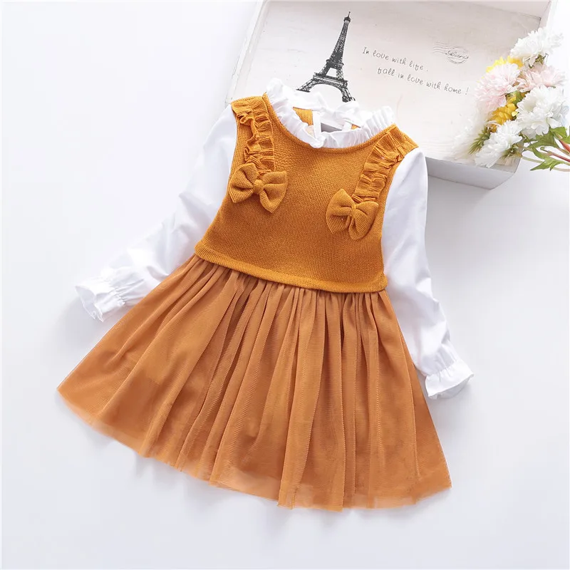 Spring and Autumn Girl's Skirt False Two Long Sleeved Bow Splicing Mesh Princess Skirt
Spring and Autumn Girl's Skirt False Two Long Sleeved Bow Splicing Mesh Princess Skirt