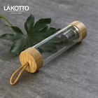 Promotional Gift Leakproof Portable infuser Glass Bottle With Wood Bamboo Lid 550ML