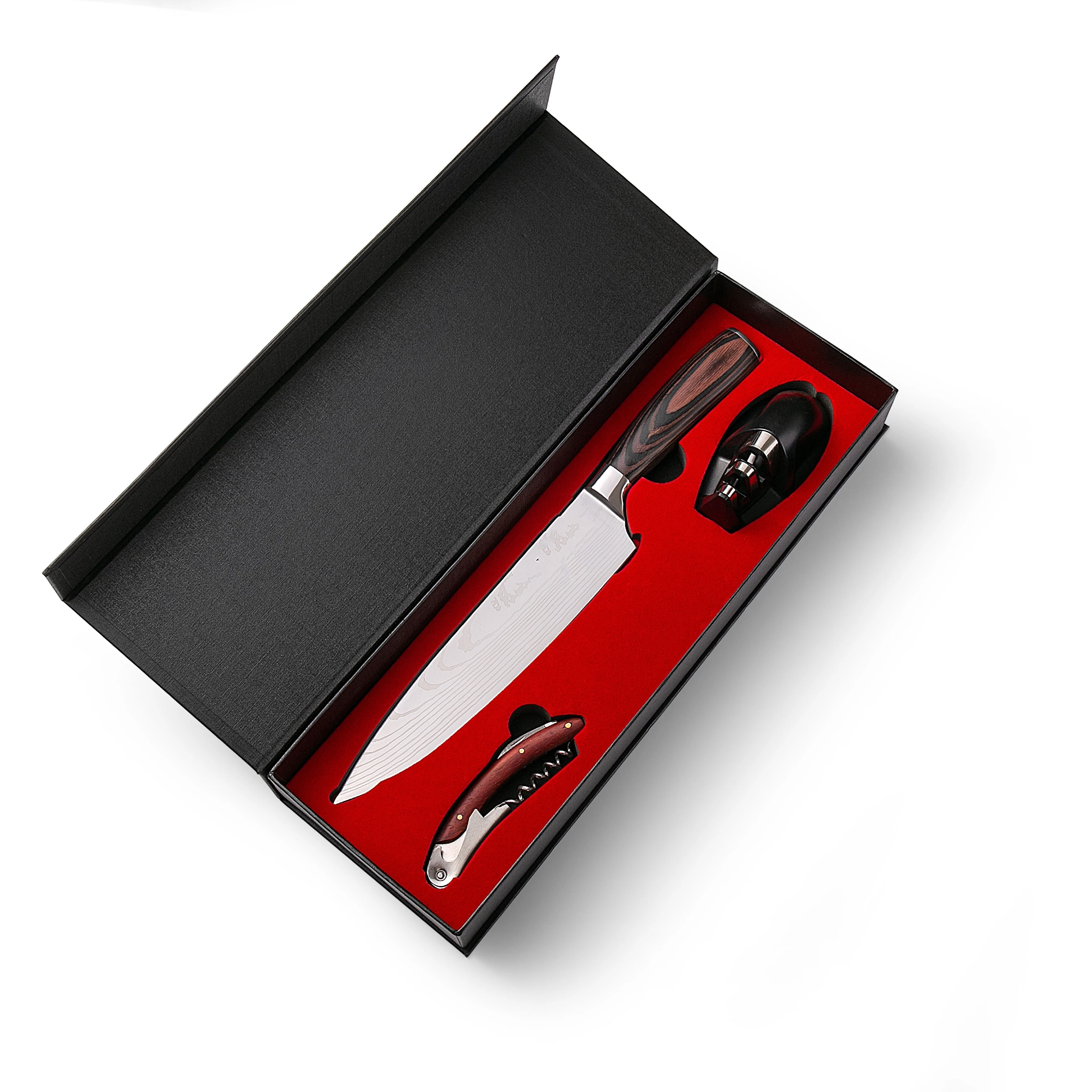2020 professional stainless steel 8 inch laser damascus with mini sharpener and opener for combination set gift box package
2020 professional stainless steel 8 inch laser damascus with mini sharpener and opener for combination set gift box package