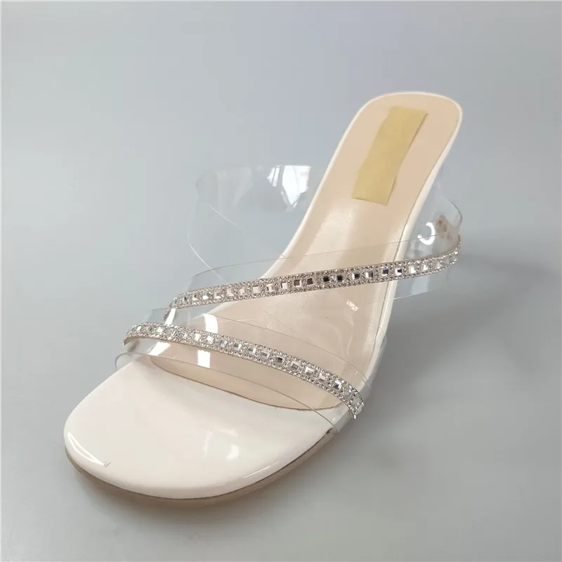 PDEP Summer new women's thick with slippers transparent shoes square head half slippers wedge heels ladies, White
PDEP Summer new women's thick with slippers transparent shoes square head half slippers wedge heels ladies, White