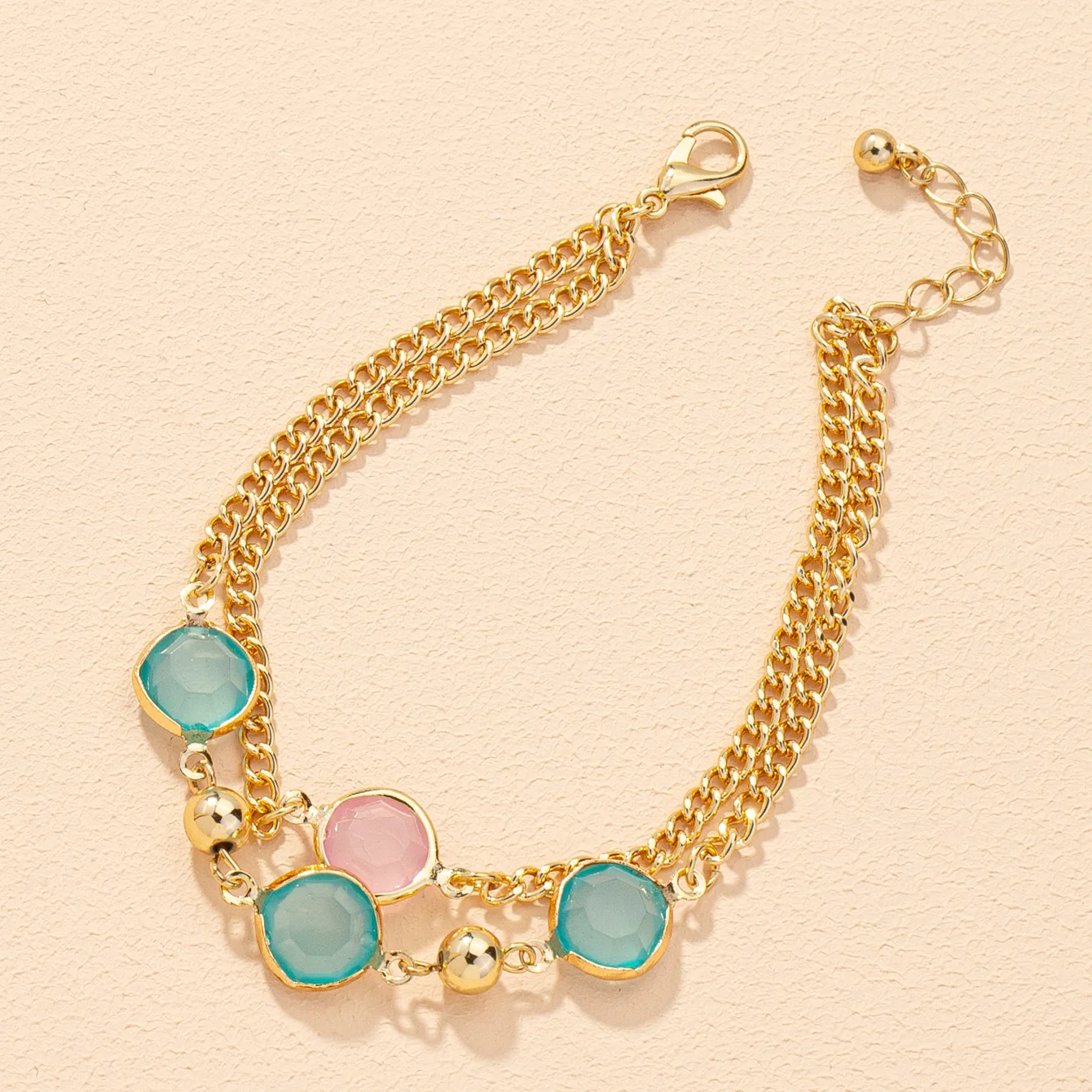 Designer Gold Plated Double Layered Blue Crystal Bracelet Charm Bracelets For Women Jewelry
Designer Gold Plated Double Layered Blue Crystal Bracelet Charm Bracelets For Women Jewelry