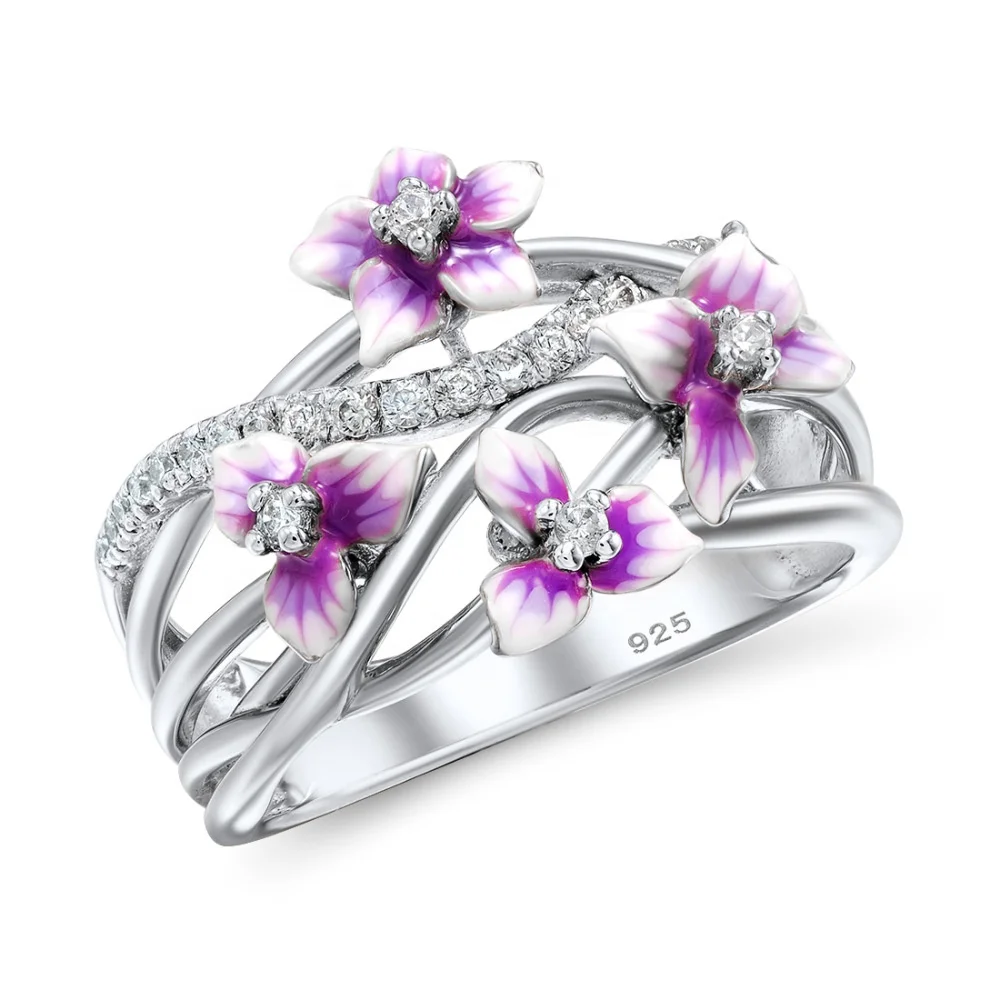 Delicate Zircon Wedding Bridal Engagement Rings for Women Elegant Beautiful Violet Flowers Enamel Multi-layer Finger Ring 
Delicate Zircon Wedding Bridal Engagement Rings for Women Elegant Beautiful Violet Flowers Enamel Multi-layer Finger Ring