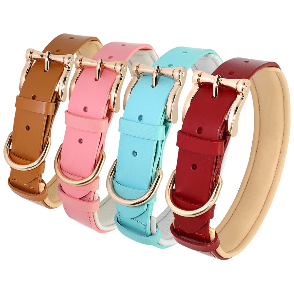 Soft Padded Luxury Leather Premium Dog Collar Pet Collar Perro for Dogs Walking Training, Brown, red, turquoise
Soft Padded Luxury Leather Premium Dog Collar Pet Collar Perro for Dogs Walking Training, Brown, red, turquoise