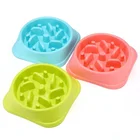 PP material puppy feeder no chocking slow eating pet feed bowl with Funny Pattern