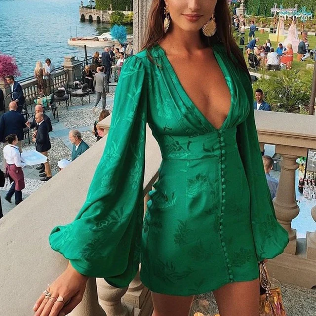 2021Spring summe Fashion Women's Satin Dresses Deep V Neck Botton Lantern Sleeve A-line Dress Female Club Party Sexy Dresses, Black
2021Spring summe Fashion Women's Satin Dresses Deep V Neck Botton Lantern Sleeve A-line Dress Female Club Party Sexy Dresses, Black