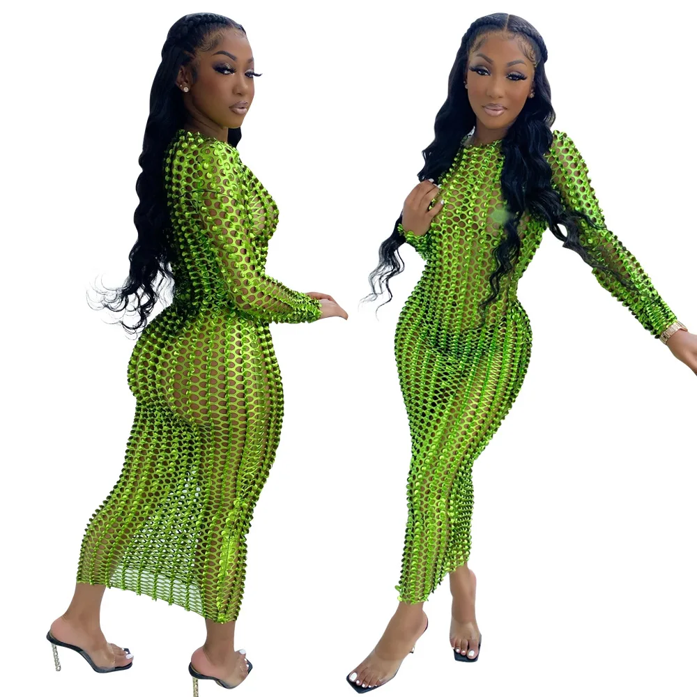 Sexy Party Hollow See Through Ladies Dresses Maxi Long Sleeve Fashion Nightclub Dress Women 2021, Picture color
Sexy Party Hollow See Through Ladies Dresses Maxi Long Sleeve Fashion Nightclub Dress Women 2021, Picture color