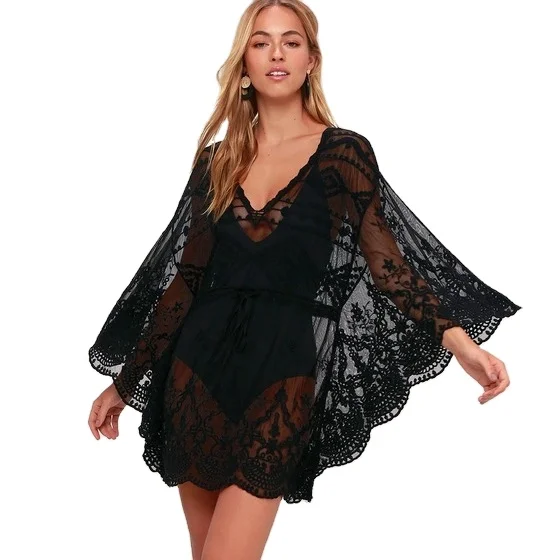 Sexy Deep V Swimsuit Beach Cover Up Lace Bikini Beachwear Sheer Hollow Mesh Sunscreen Coverups, Customized colors
Sexy Deep V Swimsuit Beach Cover Up Lace Bikini Beachwear Sheer Hollow Mesh Sunscreen Coverups, Customized colors