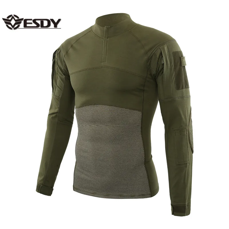 

ESDY Military Tactical Camo Shirt Army Outdoor Hiking Long Sleeve