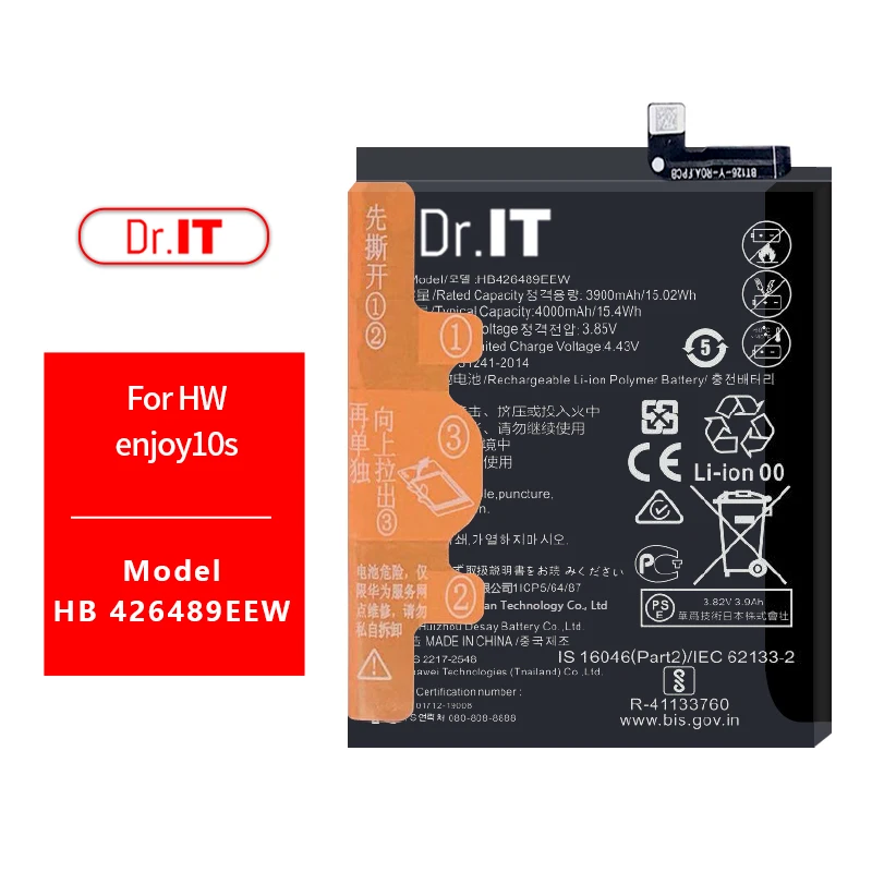 Dr IT China Mobile Phone Battery For Huawei Enjoy10s Rechargeable Batteries HB426489EEW
Dr IT China Mobile Phone Battery For Huawei Enjoy10s Rechargeable Batteries HB426489EEW