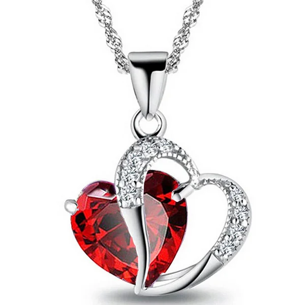 Elegant Women Jewelry Love Heart Crystal Pendant Necklace Silver Plated Chain Zirconia Peach Heart Pendant Necklace For Love
Elegant Women Jewelry Love Heart Crystal Pendant Necklace Silver Plated Chain Zirconia Peach Heart Pendant Necklace For Love