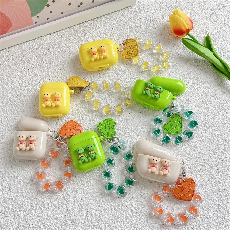 2021 Luxury Cute Girly Lovely Bear Candy Color Soft Wireless Earphone Headset Cover Case with Bracelet for AirPods 1 2 Pro 3, Candy color style earphone cases for apple airpods
2021 Luxury Cute Girly Lovely Bear Candy Color Soft Wireless Earphone Headset Cover Case with Bracelet for AirPods 1 2 Pro 3, Candy color style earphone cases for apple airpods