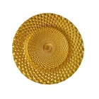 High quality wedding party peacock glitter gold standard charger plate glass