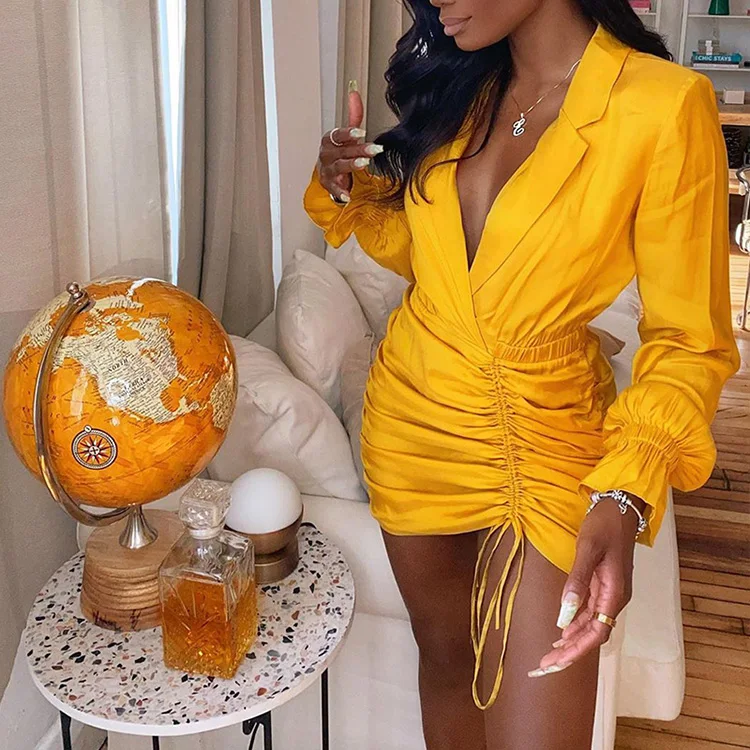 Latest Popular Fashion Drawstring Bodycon Dresses Women Lady Elegant Long Sleeve Mini Dress, Yellow,black
Latest Popular Fashion Drawstring Bodycon Dresses Women Lady Elegant Long Sleeve Mini Dress, Yellow,black