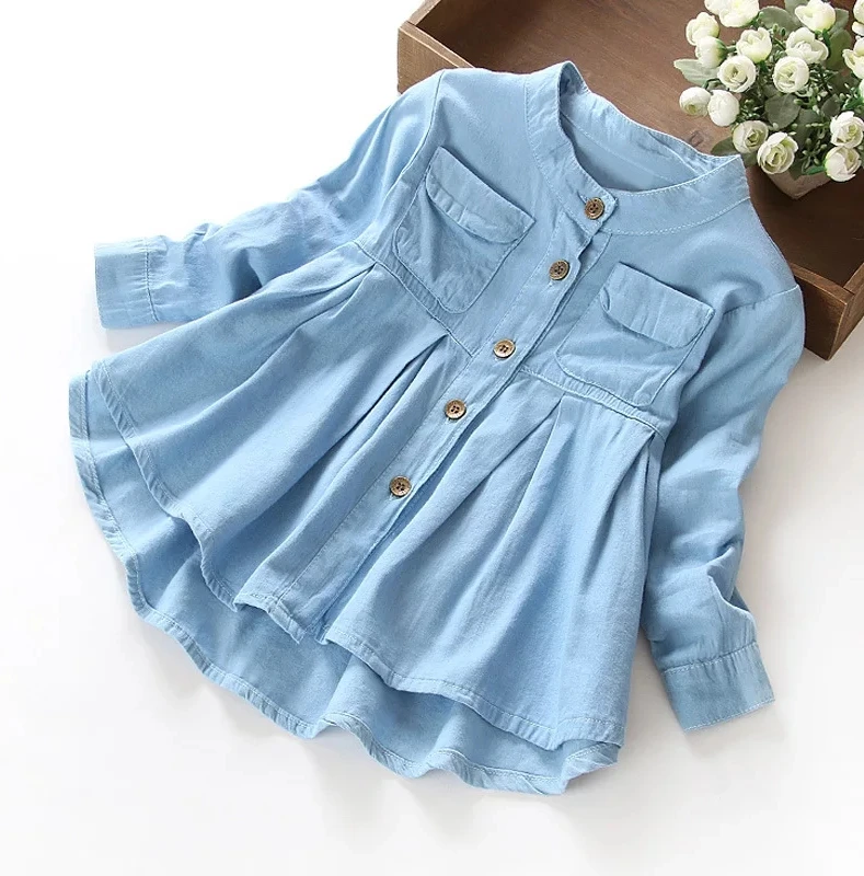girls dress shirts 2-10 years kids clothing denim shirts kids spring long sleeve A-line tops children baby clothes
girls dress shirts 2-10 years kids clothing denim shirts kids spring long sleeve A-line tops children baby clothes