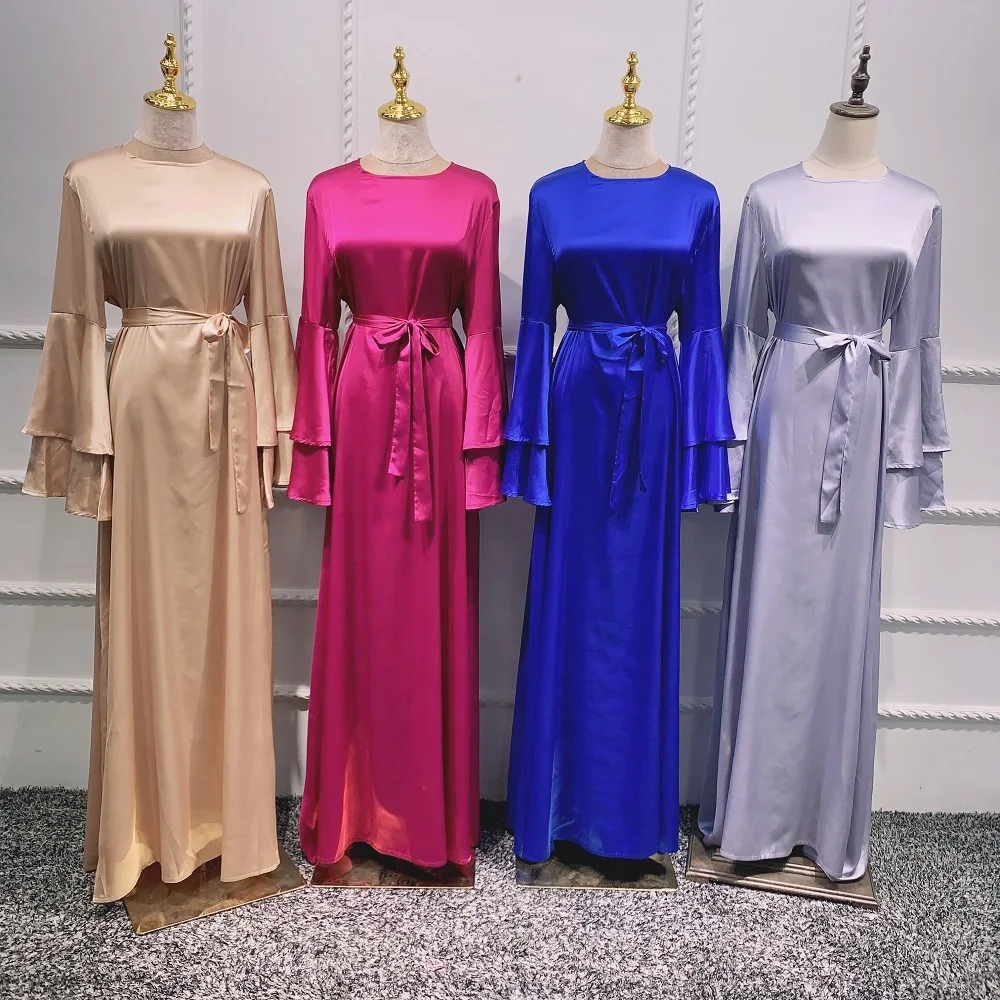 2021 Ramadan Muslim dress women hijab abaya Dubai Turkish satin dresses, Blue, purple red, gray, khaki
2021 Ramadan Muslim dress women hijab abaya Dubai Turkish satin dresses, Blue, purple red, gray, khaki