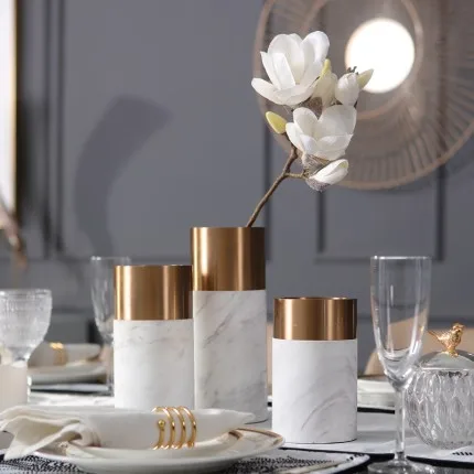 Wholesale luxury european style antique marble vases with metal for wedding home decor, Antique brass & white
Wholesale luxury european style antique marble vases with metal for wedding home decor, Antique brass & white