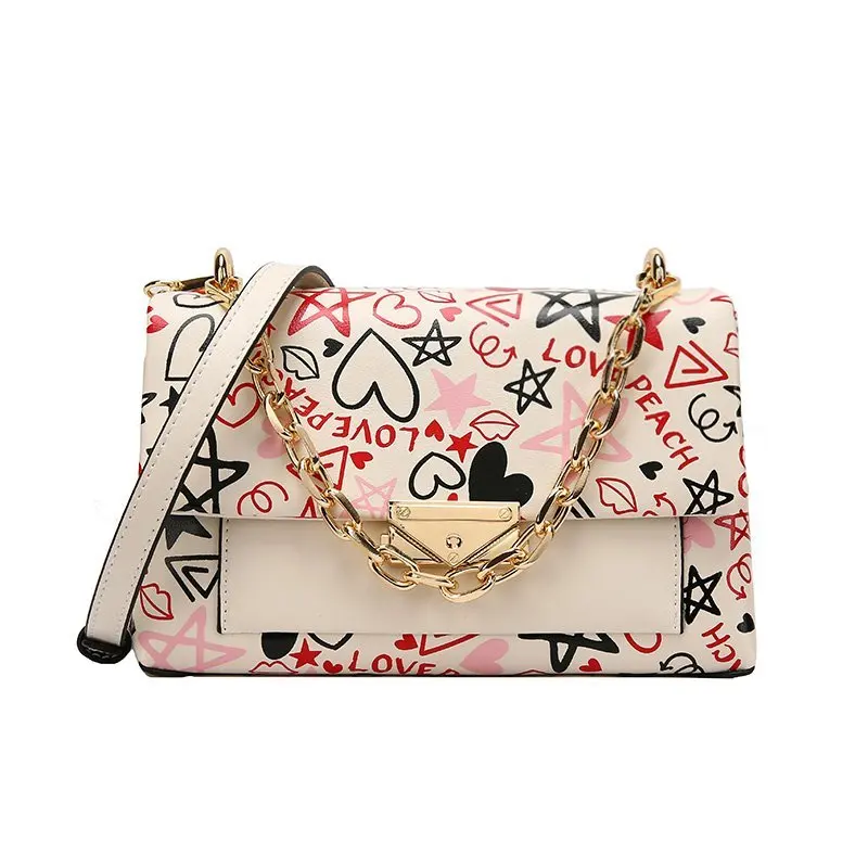 Hot Sales PU Leather Women Hand Bags Metal Lock Luxury Chains Shoulder Bag PU Leather Crossbody Bags Graffiti Handbags For Women
Hot Sales PU Leather Women Hand Bags Metal Lock Luxury Chains Shoulder Bag PU Leather Crossbody Bags Graffiti Handbags For Women