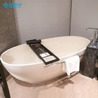 Matt Black Solid Surface Bathtub Resin Stone Freestanding Bath Tub baignoire