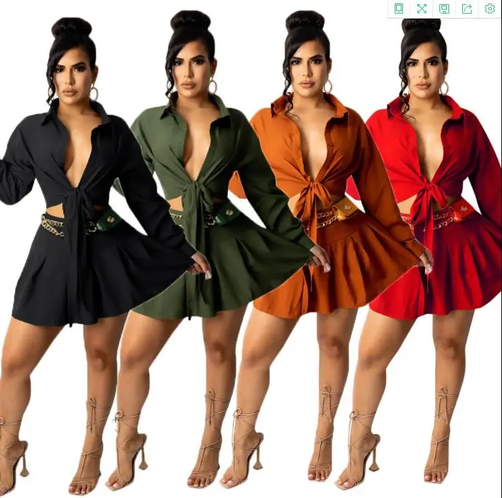 New Arrival 2021 Autumn Women Suit Casual Long Sleeve Bandage Blouse Pleated Skirt Womens Two Piece shirt and skirt sets
New Arrival 2021 Autumn Women Suit Casual Long Sleeve Bandage Blouse Pleated Skirt Womens Two Piece shirt and skirt sets