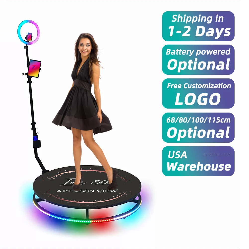 360 Photo Booth with Free Logo Custom 360 Degree Rotating Picture 68cm with Flight Case for Wedding Party
360 Photo Booth with Free Logo Custom 360 Degree Rotating Picture 68cm with Flight Case for Wedding Party